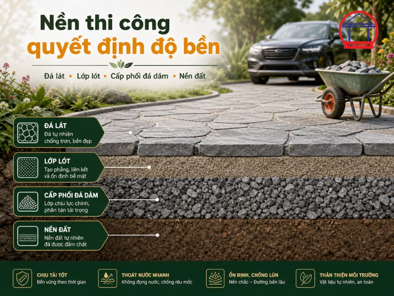 Cách chọn đá lát sân vườn chịu lực bền đẹp, chống trơn và phù hợp ngoài trời cách chọn đá lát sân vườn chịu lực