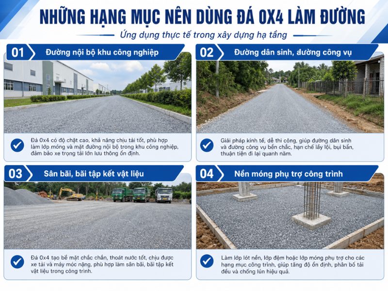 Cách chọn đúng đá 0x4 làm đường để nền chắc, ổn định Đá 0x4 làm đường