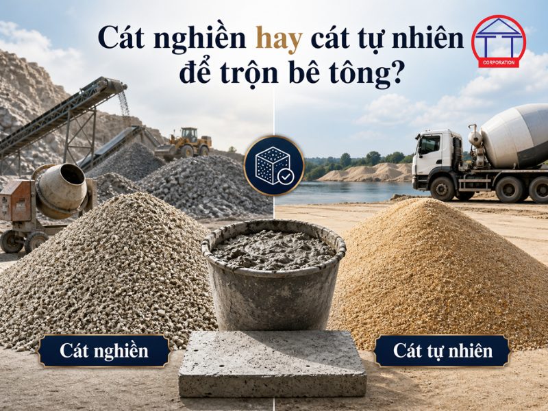 nên dùng cát nghiền hay cát tự nhiên để trộn bê tông 
