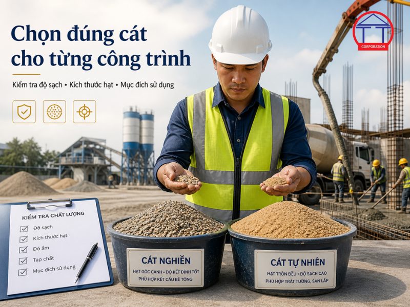 nên dùng cát nghiền hay cát tự nhiên để trộn bê tông 