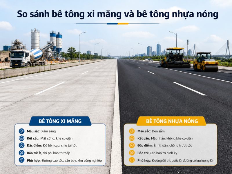So sánh bê tông xi măng và bê tông nhựa nóng chi tiết so sánh bê tông xi măng và bê tông nhựa nóng