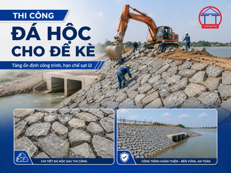 Chọn thảm đá hộc chống xói lở chất lượng cho đê kè Thảm đá hộc chống xói lở