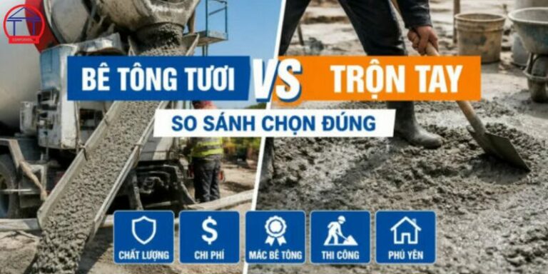 So sánh bê tông tươi và trộn tay, nên chọn loại nào?