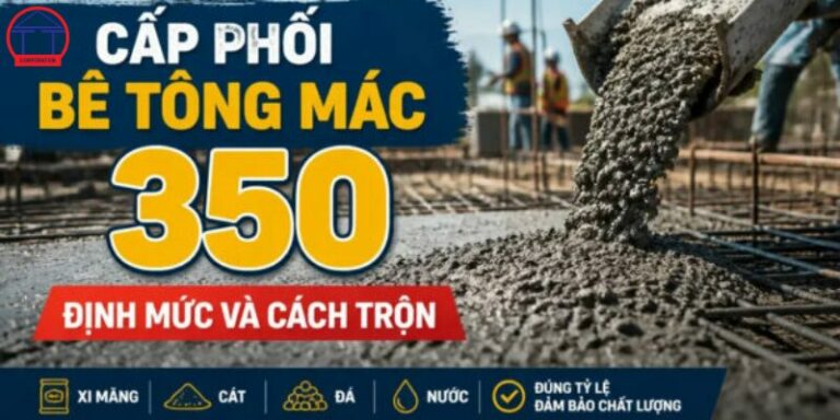 Cấp phối bê tông Mác 350 bao nhiêu xi măng, cát, đá cho 1m³?
